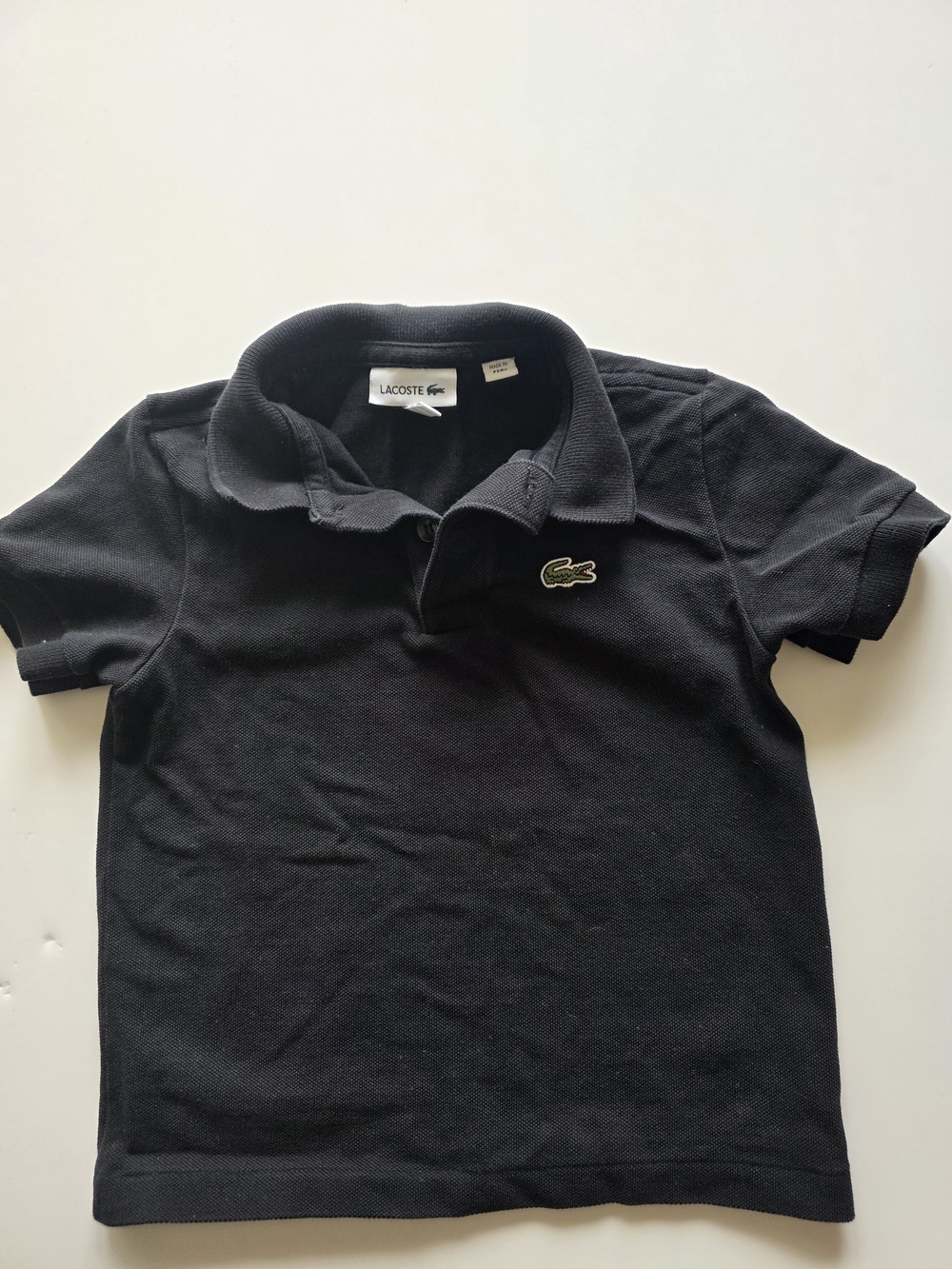Lacoste Kids Black Polo with Signature Crocodile